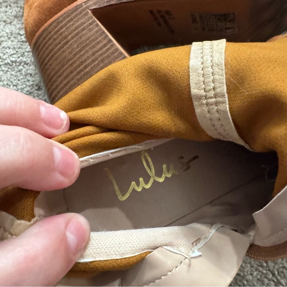 Lulus Hughez Brown Faux Suede Platform Mid Calf Boot Women’s Size 8 Chunky Heel - Picture 6 of 11